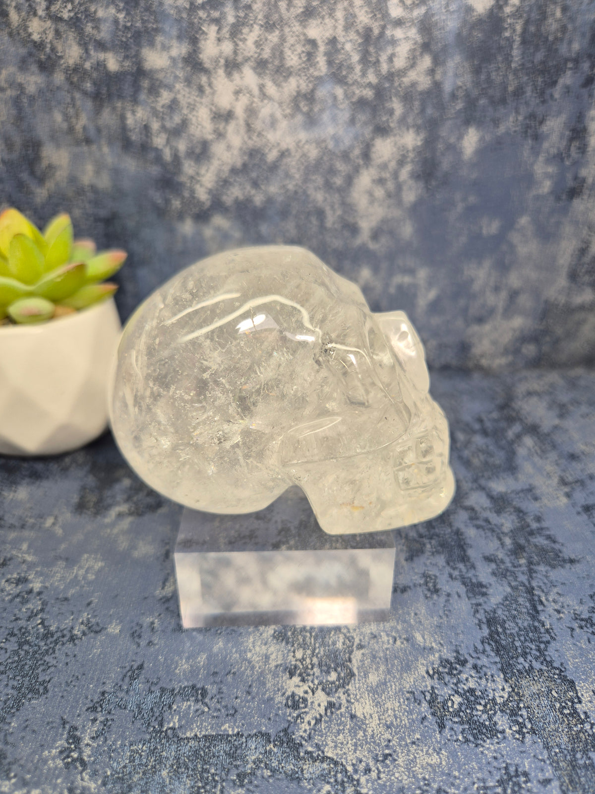 Lemurian Quartz Skull with Rainbow