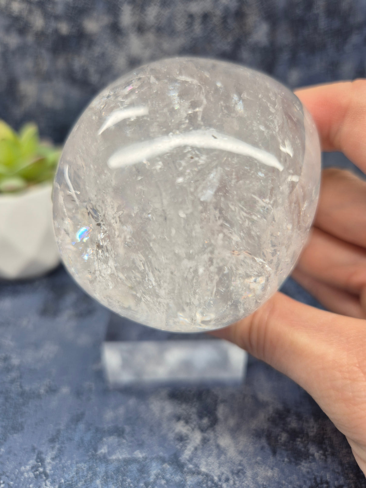 Lemurian Quartz Skull with Rainbow