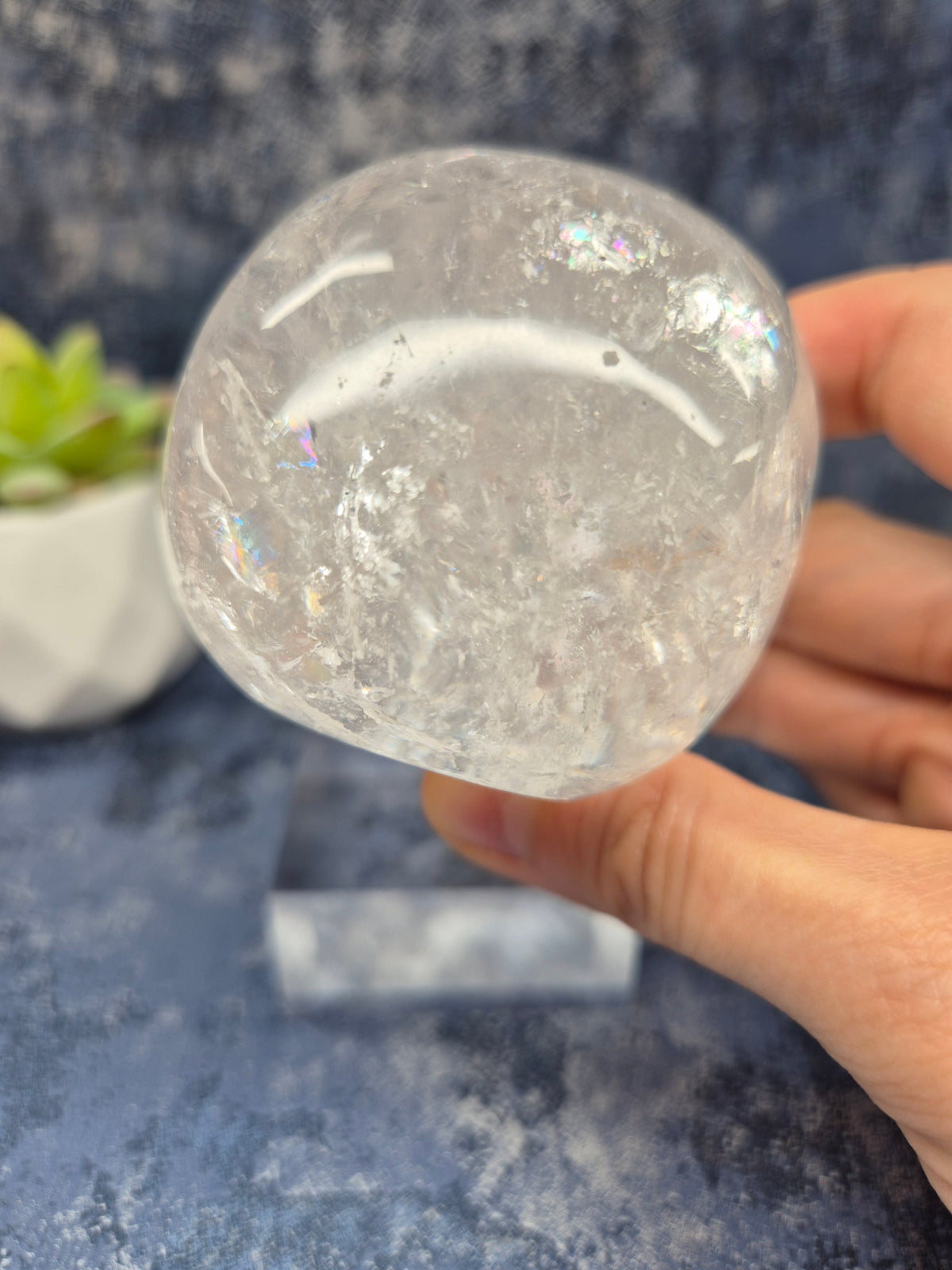 Lemurian Quartz Skull with Rainbow